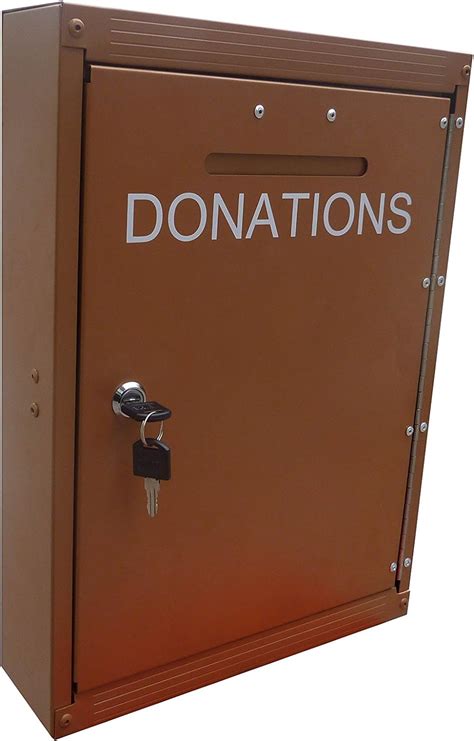 metal item donation box|heavy duty outdoor donation box.